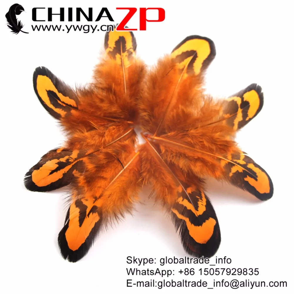 

CHINAZP 200pcs/lot 6-10cm Exporting Good Quality Tiny Dyed Orange and Natural Black Reeves Venery Pheasant Plumage Feathers