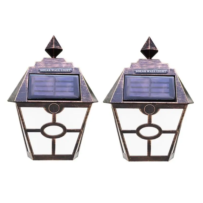 Ретро 2LED Солнечная настенная лампа наружный водонепроницаемый садовый забор