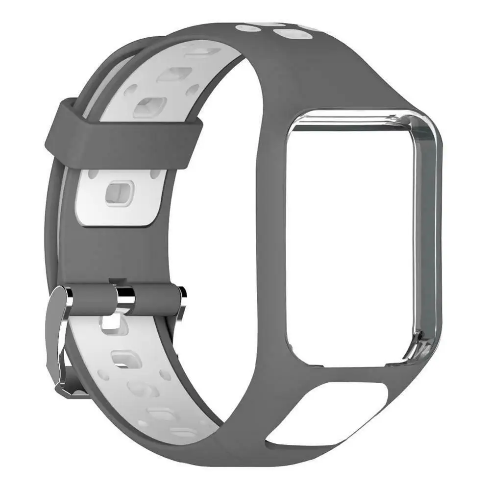 Gray White Сменный силиконовый ремешок для часов TomTom 2 3 Series Runner 2 3 Spark Golfer 2 Adventurer наручный ремешок gps часы фитнес Тра - Цвет: Gray White