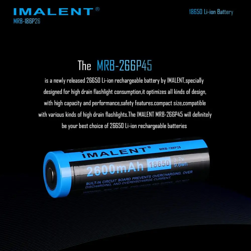 Imalent оригинальный MRB 186P26 18650 2600 Мощная батарея емкостью 6300 мaч литий ионные