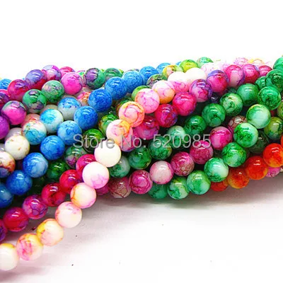 Бесплатная доставка разноцветные Круглые Стеклянные бусины 4 мм 6 8 10 смешанных