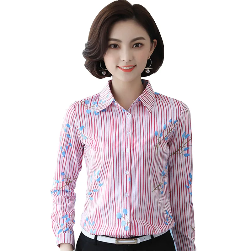 Модные красные женские Полосатые блузки с принтом большие размеры S 3XL