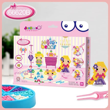 66620B with box DOLLRYGA 5 мм Хама шарик для детей Аква плавкий предохранитель воды бусины наборное поле для пазлов узоры DIY игрушка для детей perler головоломки 66620B - Цвет: 66620B with box
