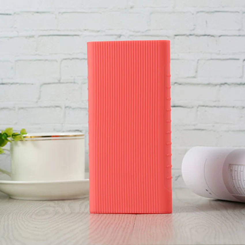 pink Для Xiaomi power Bank 2 10000 mAh мягкий силиконовый защитный Противоскользящий чехол Внешняя батарея, крышка с резьбой цветная кожа - Цвет: pink