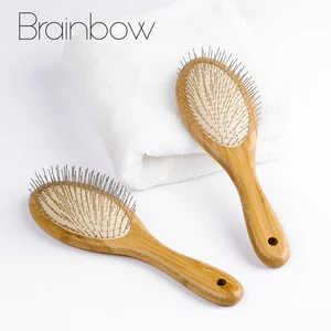 Щетка для волос Brainbow, 1 шт., Бамбуковая щетка для волос, стальная игла, массажная расческа для головы, Антистатическая натуральная воздушная подушка, щетки с ручкой