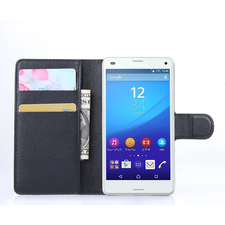 Мода Книга Стиль PU Кожаный Чехол Flip Case Для Sony XPERIA Z4 Мин/Z4 Compacti С Mastercard Держатель И