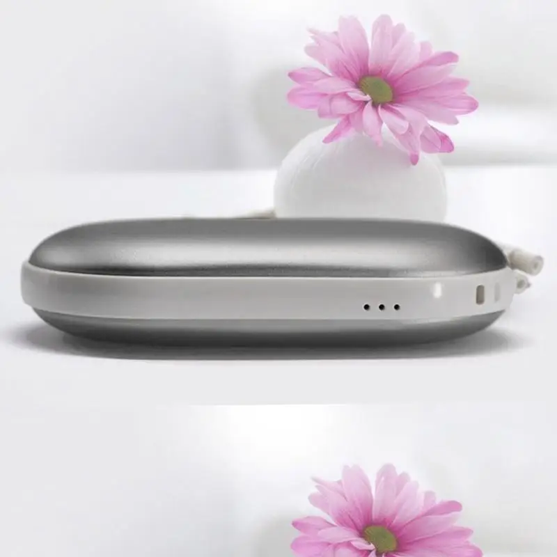 В форме булыжника мини USB Перезаряжаемый электрический грелка для рук зарядный нагреватель из алюминиевого сплава зарядка для мобильного телефона подарок - Цвет: Серебристый