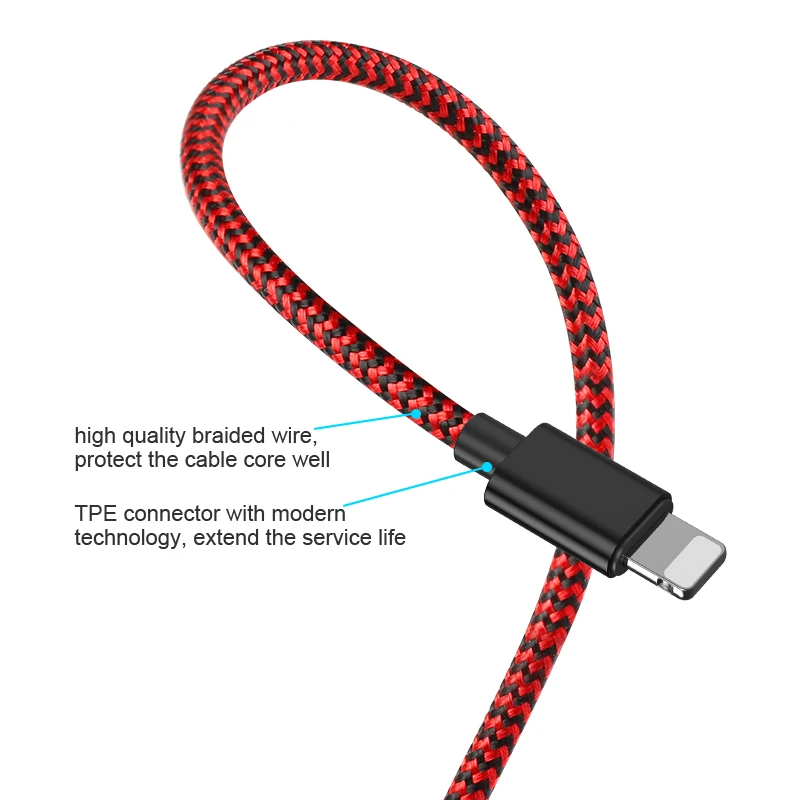 USB-кабель GUSGU для быстрой зарядки и синхронизации данных в нейлоновой оплетке iPhone