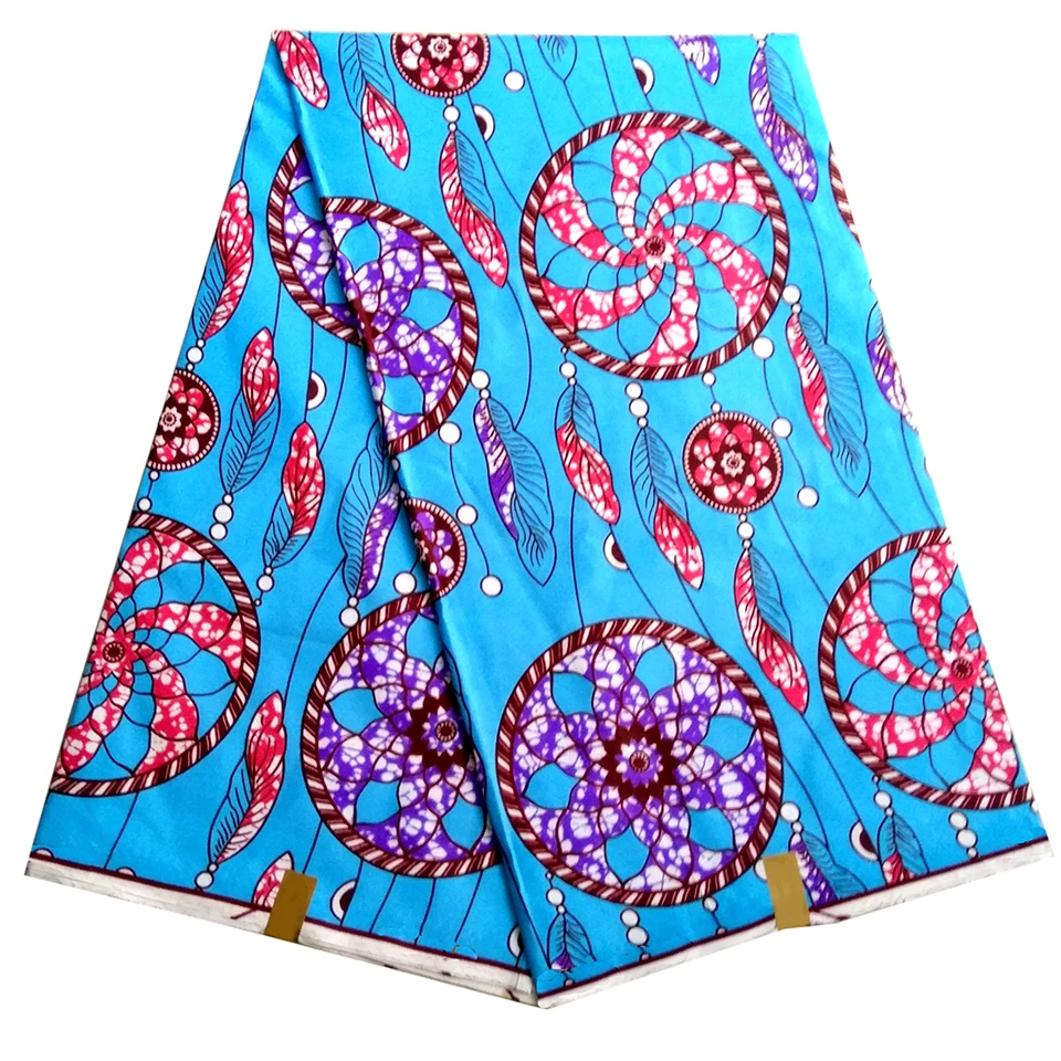 

Polyester LBLD-52 Light Blue Veritable Wax Ankara Block Prints AFRICAN MITEX WAX BLOCK PRINT FABRIC 6 YDS