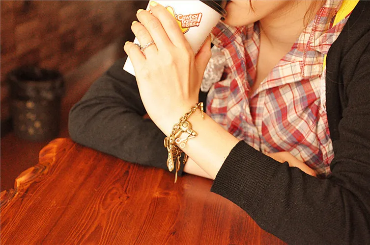Sales Antique Gold Bracelet Vintage Joker Link Bracciali Metal Scissor blower Mirror Punk Wristband for women | Украшения и