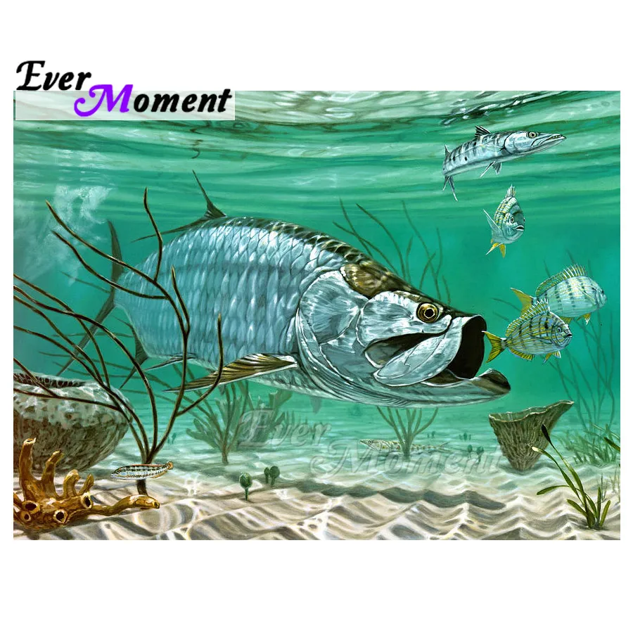 

Ever Moment Diamond Painting Picture Rhinestone Mosaic Fish Full Square Cross Stitch Diamond Embroidery Decoration Home ASF1503