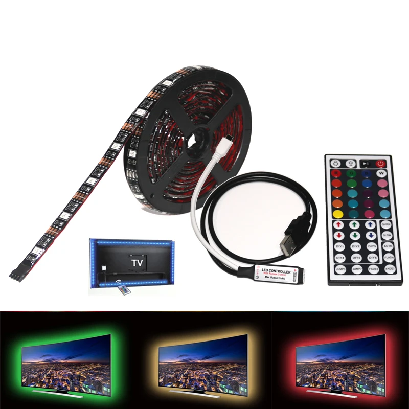 Светодиодная подсветка для телевизора 2x50 см + 2x100 USB RGB лента многоцветный ТВ