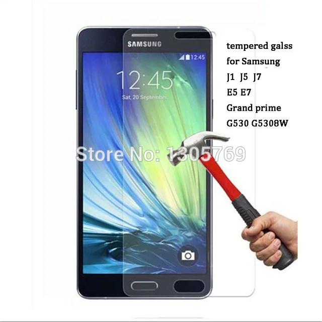 100 шт./лот 2.5D закаленное Стекло Экран протектор для Samsung Galaxy J1 J5 J7 E5 E7 Grand Prime G5308W
