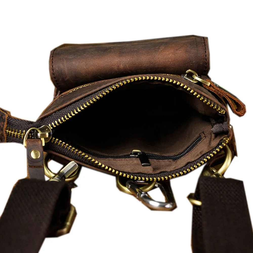 Мужская поясная сумка Crazy Horse из воловьей кожи Винтажная сумочка через плечо