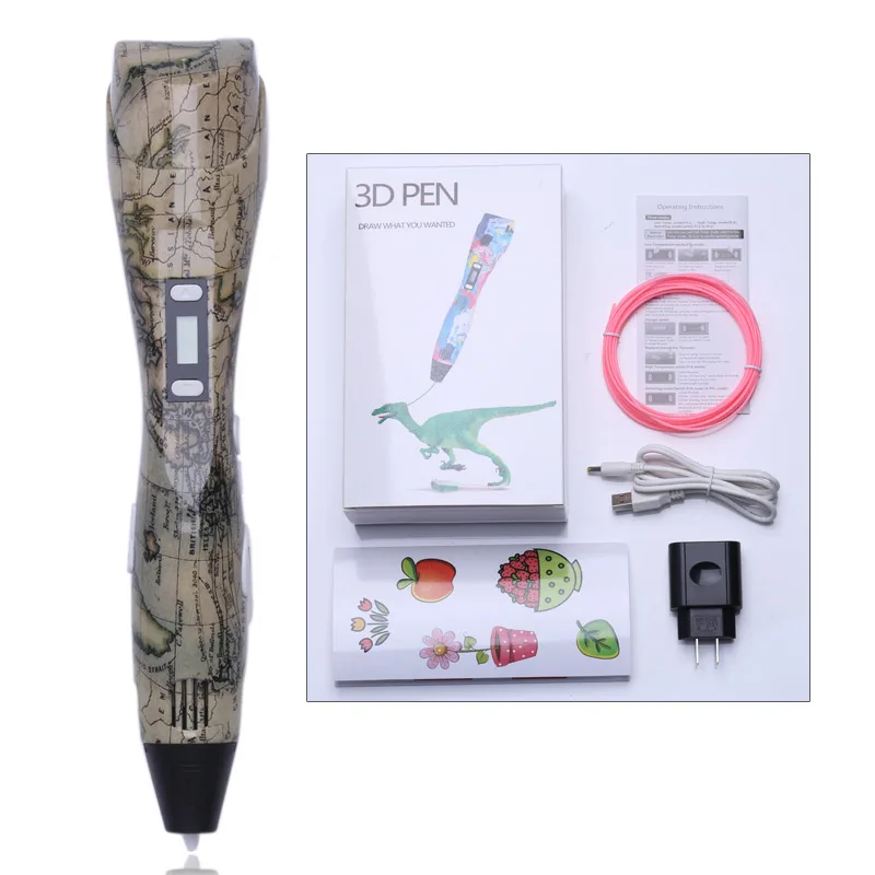 Only Pen Новая модель 3d Волшебное перо, печатающая 3d-ручка, набор, ручки для рисования с 100 м 10 цветов сменным пла-пластиковым наполнением, для подарка на день рождения - Цвет: Only Pen