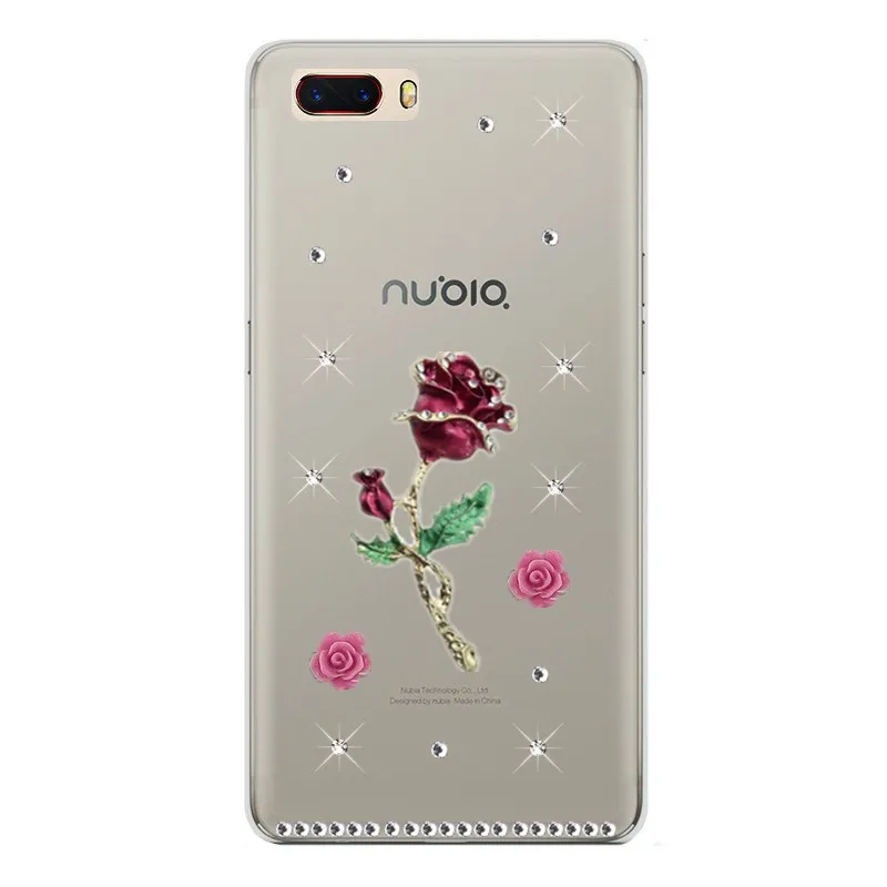 Стразы чехол со снежинкой и розой для телефона ZTE Nubia Z17 lite Z18 Z11 Mini S N3 N2 N1 M2 Axon 7| |
