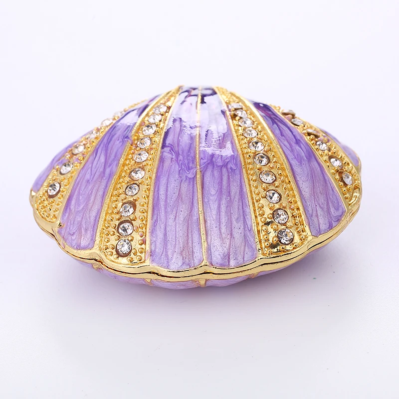 YUNGE 2.6&quot Metal Purple Shells Figurine Women Jewelry Storage Box Wedding Decor Colorful Crystal Basket Magnet Crafts | Дом и сад