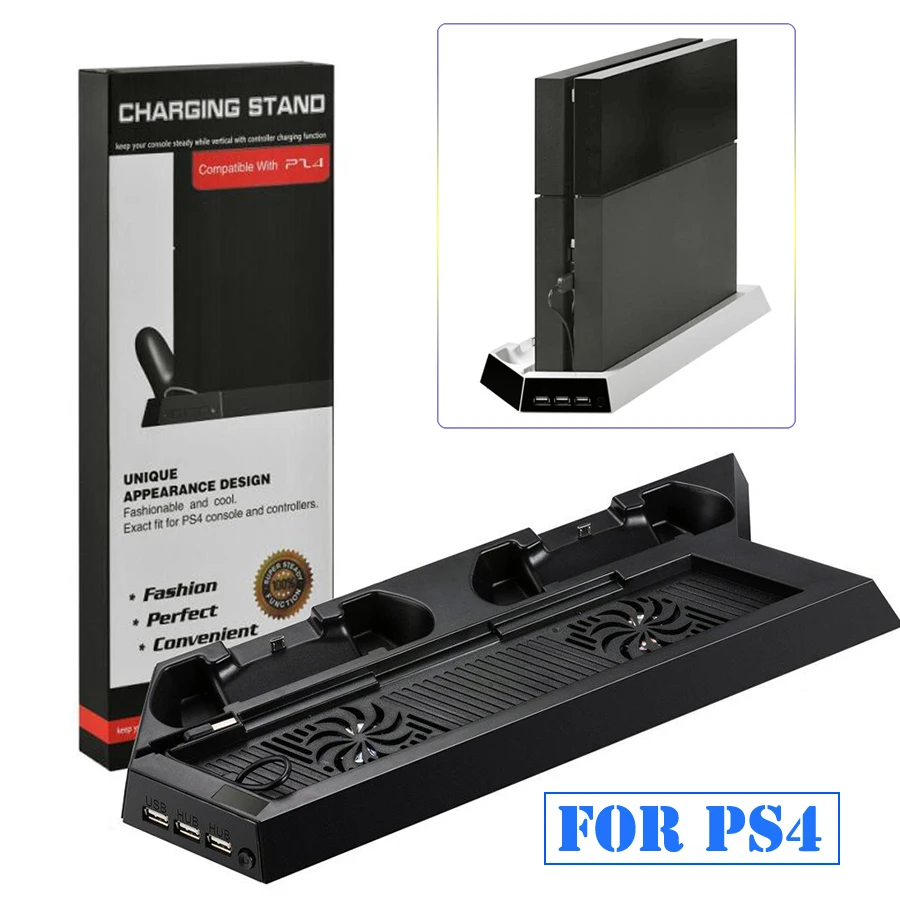 PS4 подставка для двух контроллеров Зарядное устройство зарядки док станции кулер