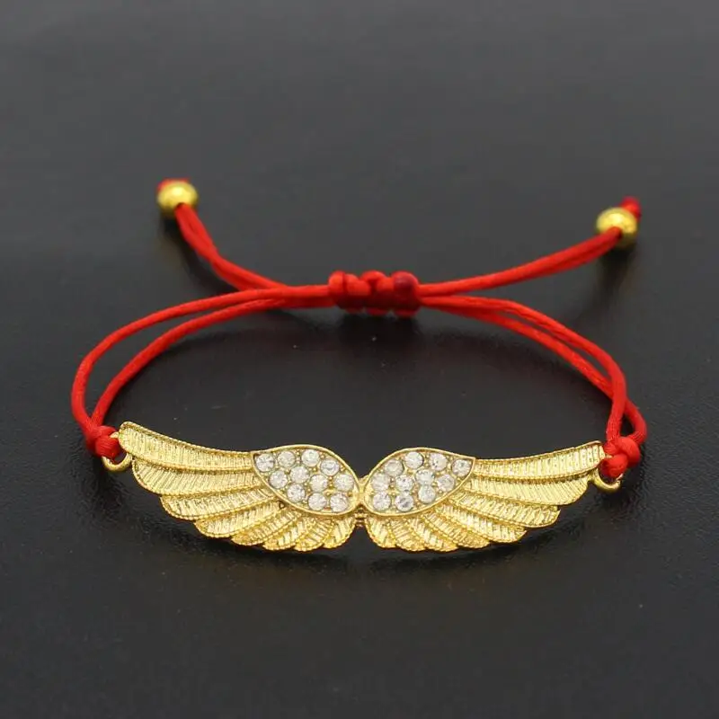 Модные CZ камни браслет с крыльями ангелов для женщин мужчин детей счастливый