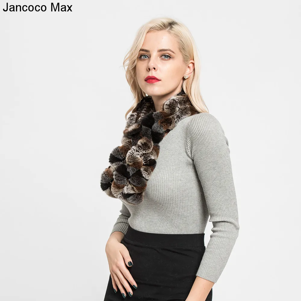 Jancoco Max Новое поступление толстый теплый Настоящий мех кролика шарф весна осень зима шейный платок мягкая Муфельная S7119