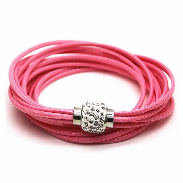 color as picture 1 шт. Pulseiras Femininas Многослойная Веревка Цепь магнитные хрустальные браслеты из бусин Пряжка кожаная обертка - Окраска металла: color as picture