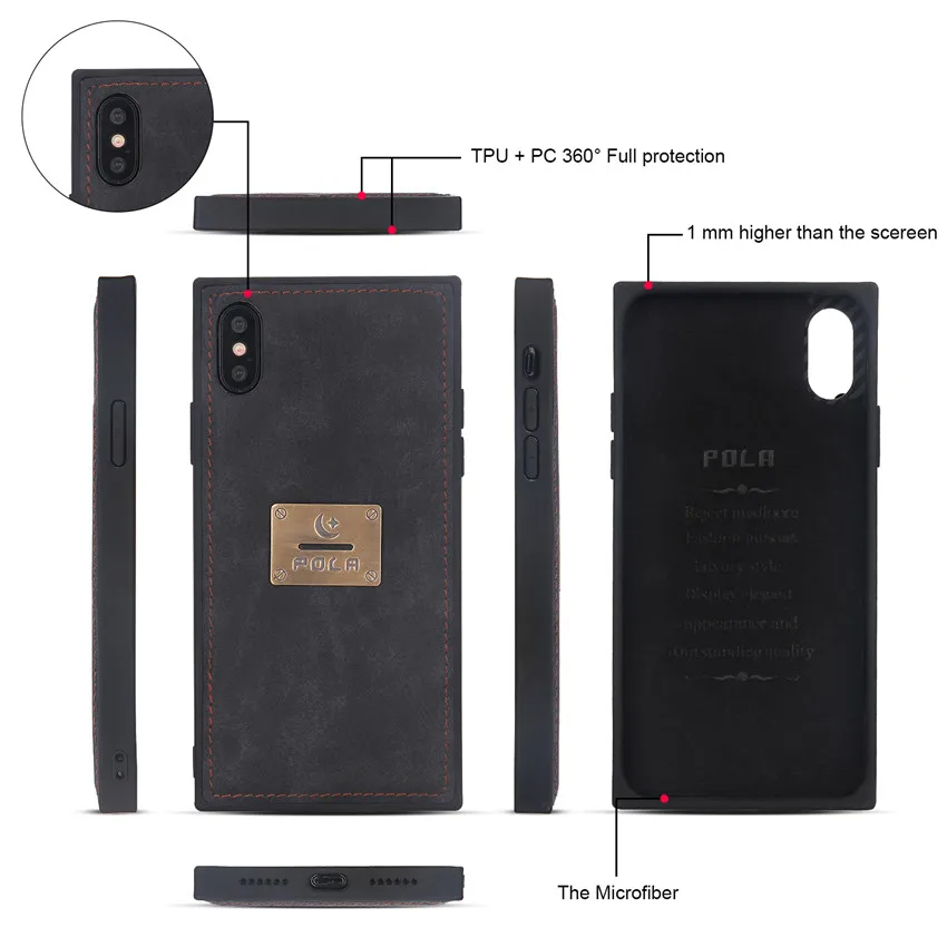 Ретро молния кошелек сцепления Съемная слот для магнитных карт кожаный чехол