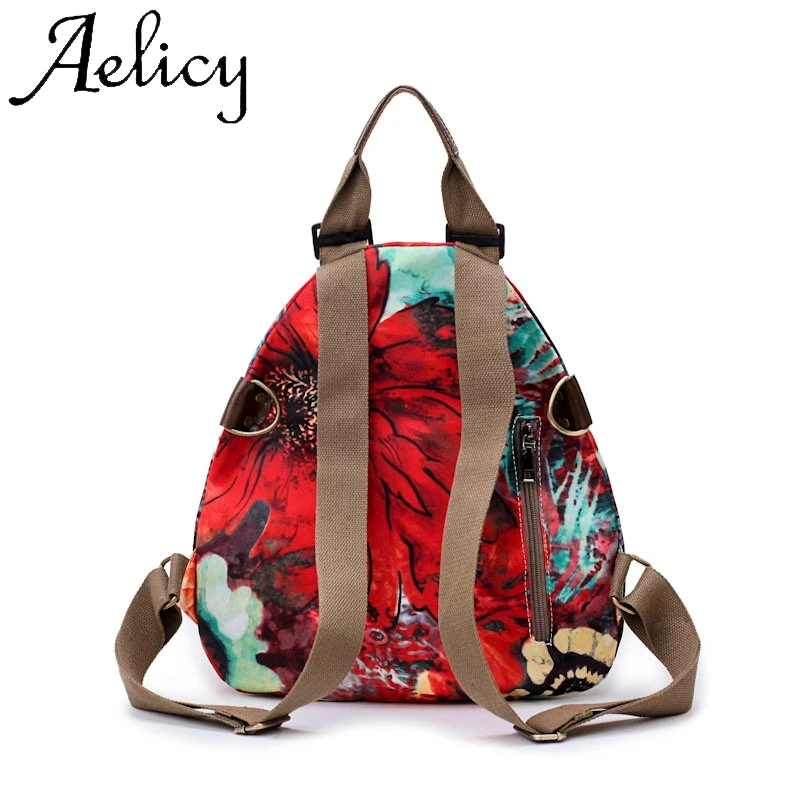 Aelicy Модные женские ретро рюкзаки с цветочным принтом дорожные сумки школьная