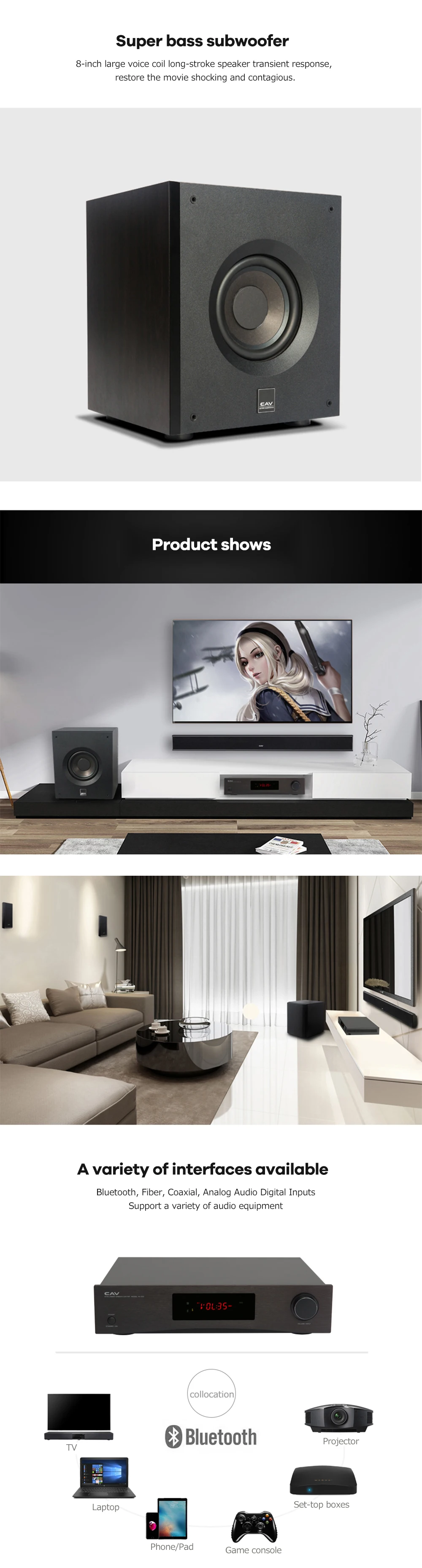 CAV W8 Домашний кинотеатр 5,1 DTS Bluetooth 4,2 EDR 3 режима звука музыкальный центр Саундбар сабвуфер объемный комбинированный домашний кинотеатр