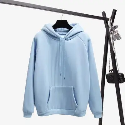 Zuolunouba Autumn winter casual women fleece blue hoodie Harajuku long-sleeve Loose pullover ladies sweatshirt - Цвет: bb1807300001