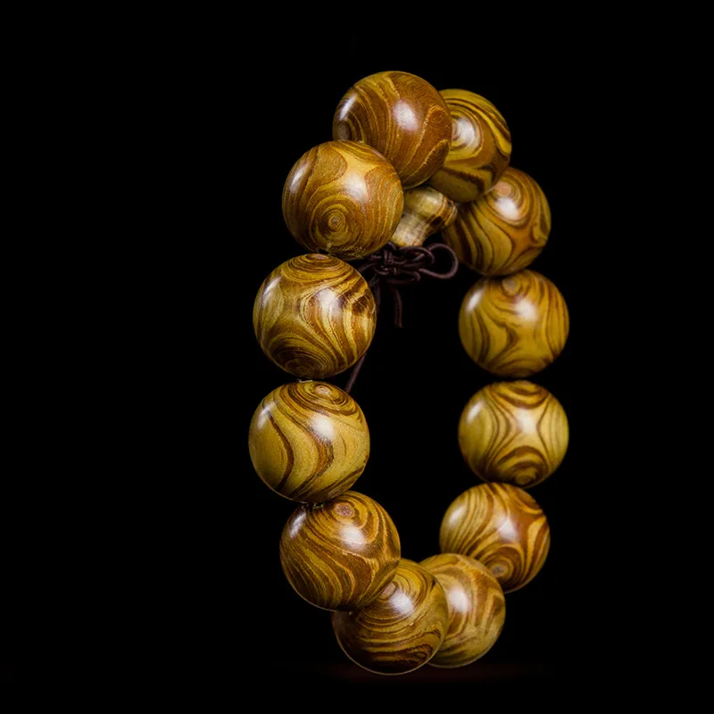 Оптовая продажа с фабрики желтые браслеты из натурального дерева изображением