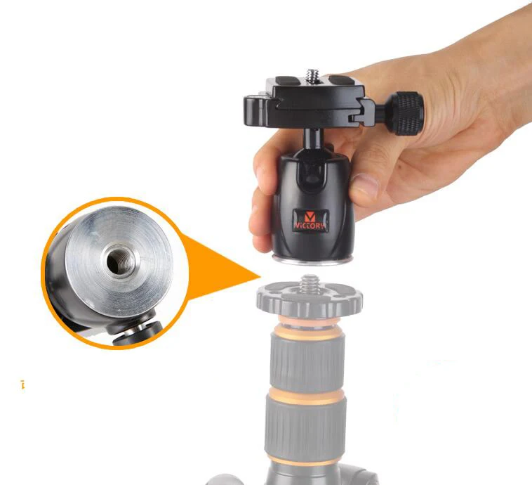 Черная Поворотная шаровая Головка штатива 1/4 &quotвинтовое крепление