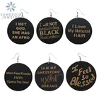 Серьги-подвески SOMESOOR Africa Ann из натурального дерева, резные черные живые вопросы, Бог, афроцентрические Этнические украшения для женщин, подарки, 6 пар