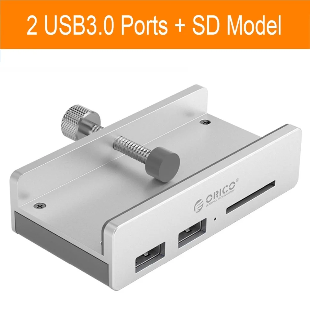 ORICO 4 порта USB разветвитель USB3.0 концентратор с USB портом питания зажим-Тип алюминиевый 5 Гбит/с для чтения карт ПК компьютер ноутбук