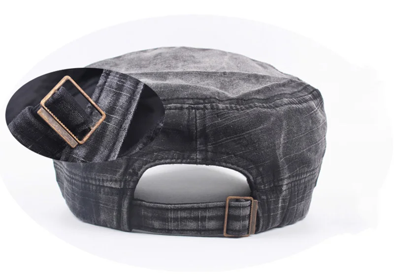 Cotton Denim Flat Cap Men Summer Washed Baseball Cap Army Dad Hat Snapback Bone Male Retro Casual Letter Flat Top Sun Hats