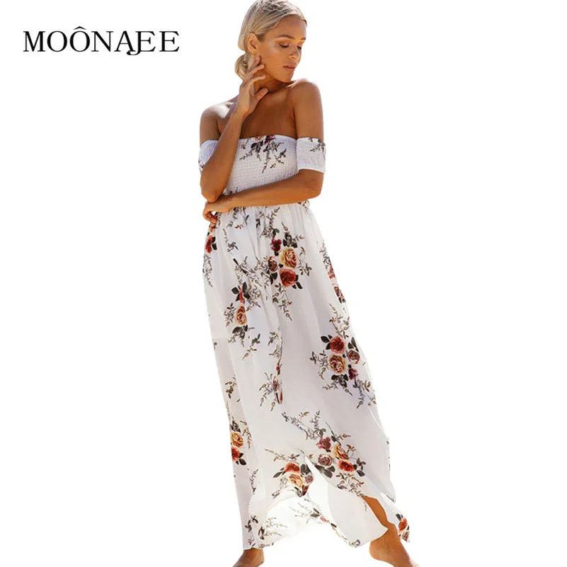 MOONAJEE 2017 новые богемные летние платья Женская одежда с цветочным принтом пляжное