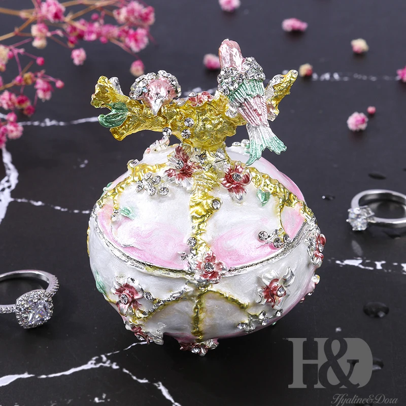 H & D ручная роспись винтажная любовь птица стиль Bejeweled эмалированные коробки
