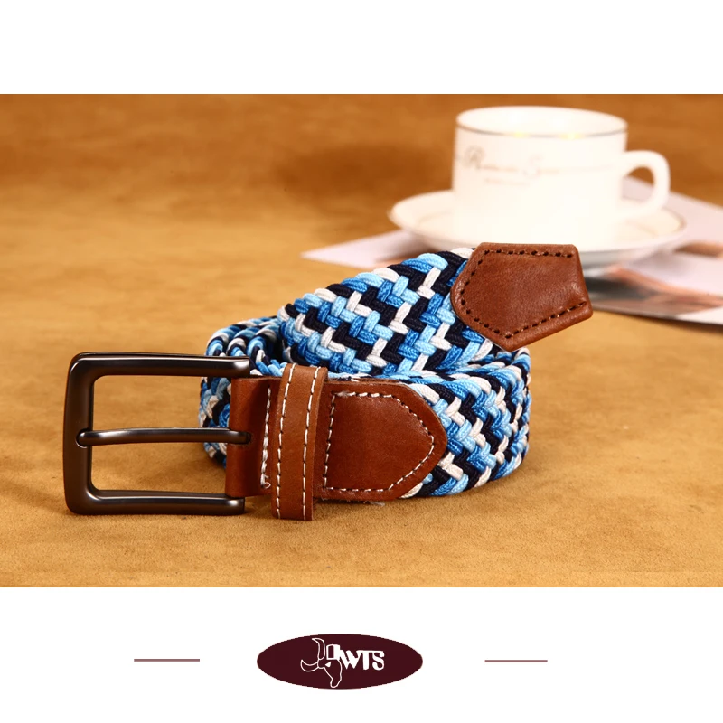 [DWTS]Belts Cummerbunds Woman 3.5CM Wide Elastic Stretch Canvas Belt Pin Buckle Braided Young Students leather | Аксессуары для