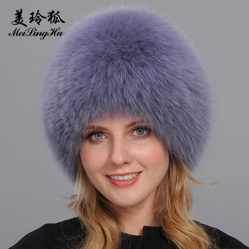 Bomber Hats Women Real Fox Fur Hat Solid Russian Winter Trapper Caps Bombers | Аксессуары для одежды