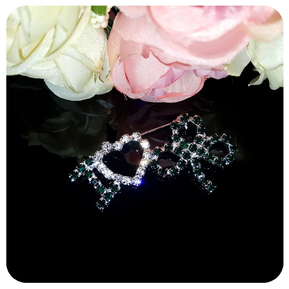 Стразы брошь в виде шампанского ювелирные изделия I LOVE Shamrock булавка с надписью |