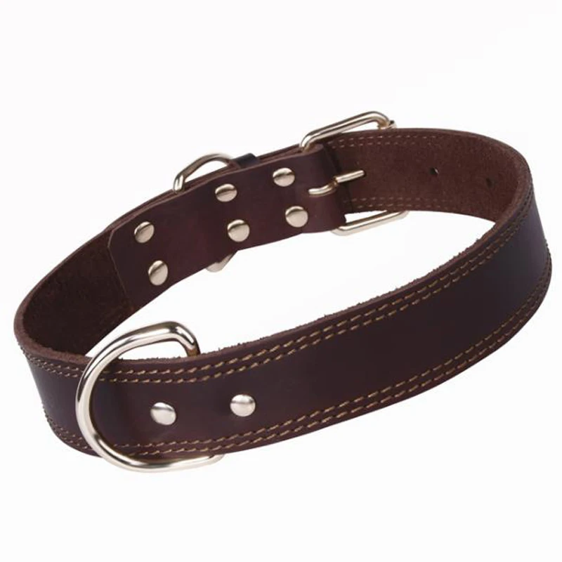 Прочные кожаные ошейники для домашних животных ожерелье из натуральной воловьей