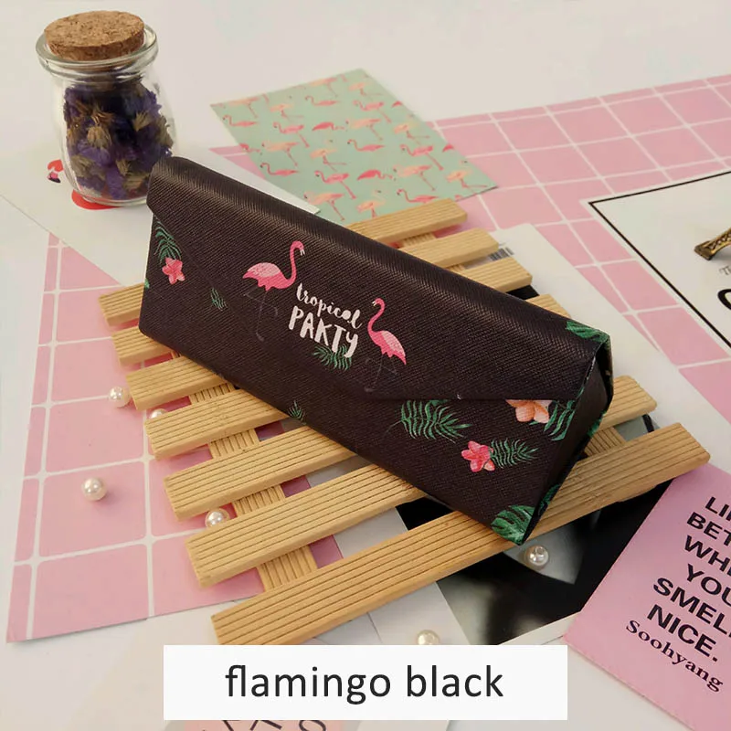 flamingo black Креативный складной портативный Чехол для очков с модным принтом фламинго, чехол для солнцезащитных очков, коробка для хранения очков ручной работы - Цвет: flamingo black
