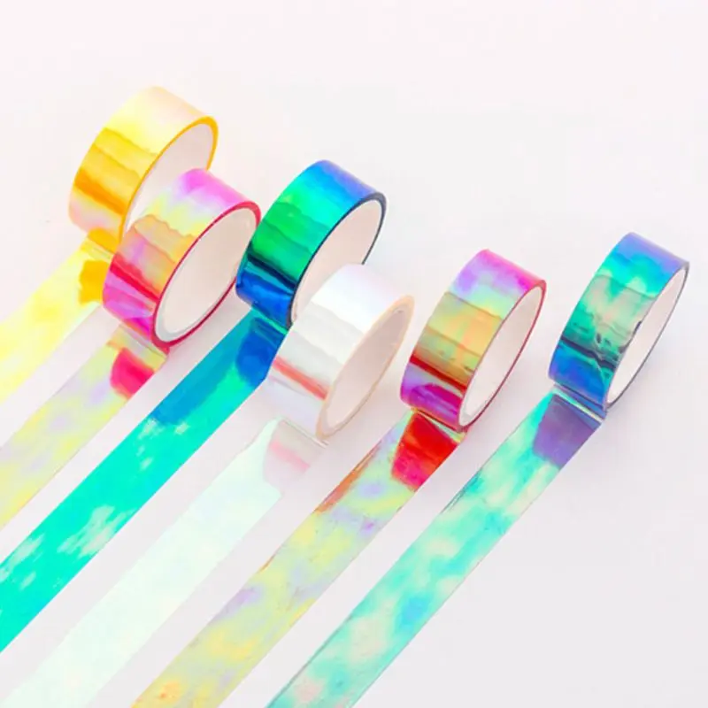 

6pcs Glitter Rainbow Laser Washi Tape Decorative Adhesive Masking Tapes DIY School Supplies Stationery 10166