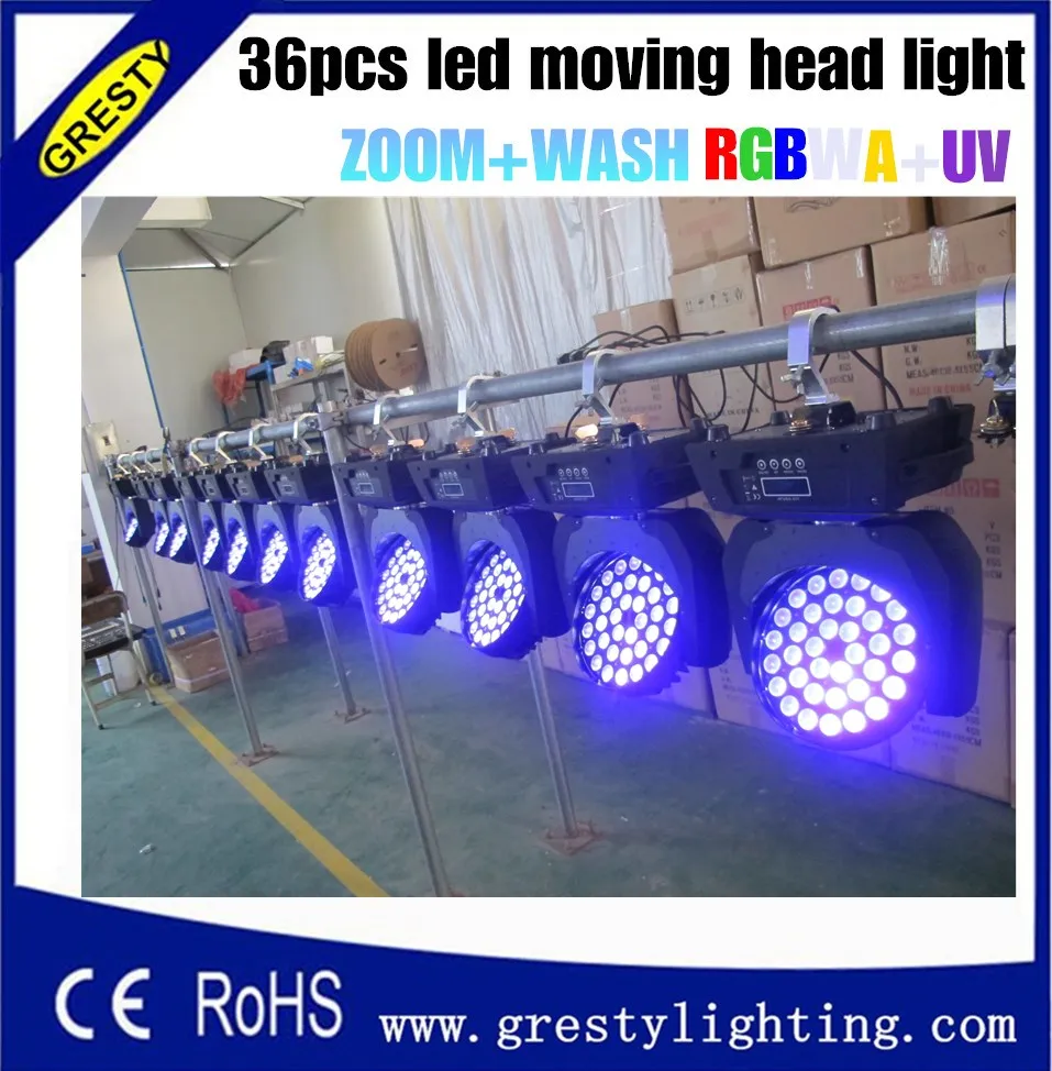 36 шт. 18 Вт rgbwa + uv led движущийся головной свет увеличение луча|moving head light|led moving lightwash