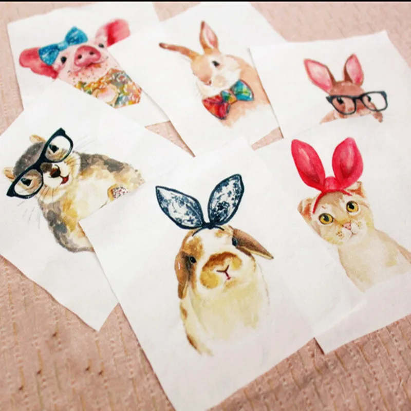 Новый 12*12 см милый кролик сова печать ручная окрашенная хлопчатобумажная льняная