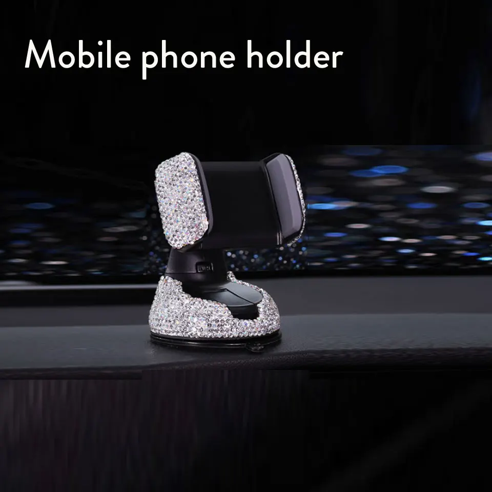 B Phone holder Стразы, блестящий кристалл, Накладка для ремня безопасности автомобиля, подушка для шеи, поддержка талии, чехол для рулевого колеса, авто аксессуары для интерьера - Название цвета: B Phone holder
