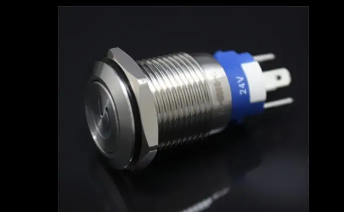 Металлический кнопочный переключатель из нержавеющей стали 12 в 16 мм