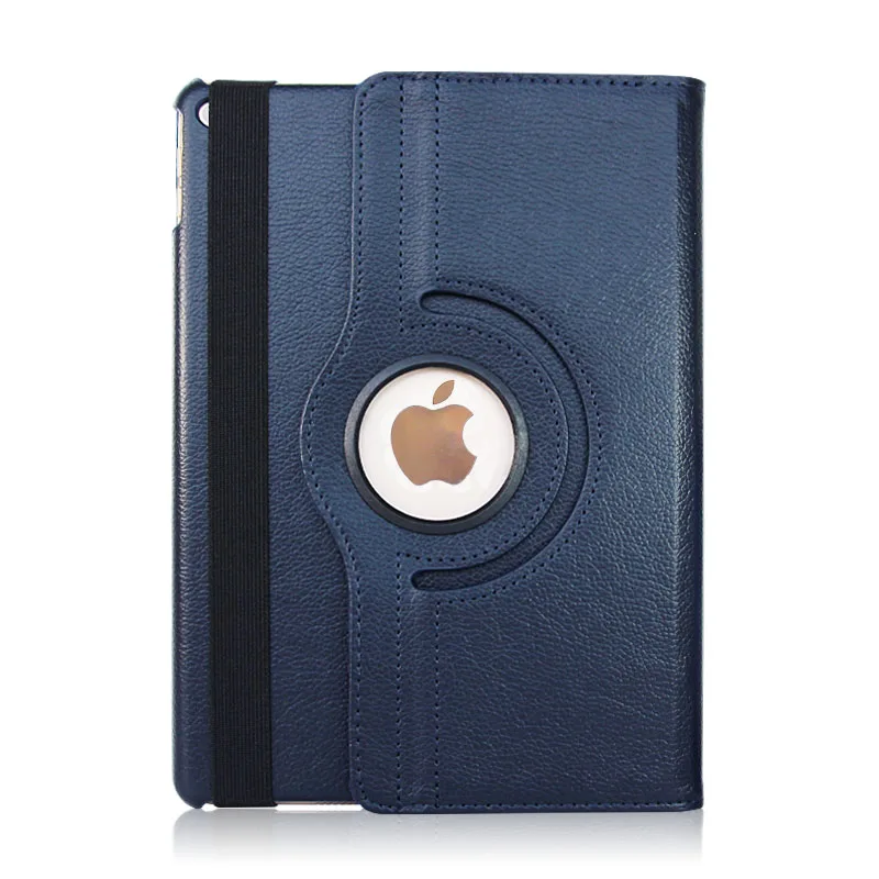 dark blue Для Apple iPad воздуха 1 Планшеты чехол 360 Вращающийся Функция Твердые искусственная кожа Стенд Мода для iPad 5 Фолио Защитный чехол кобура - Цвет: dark blue