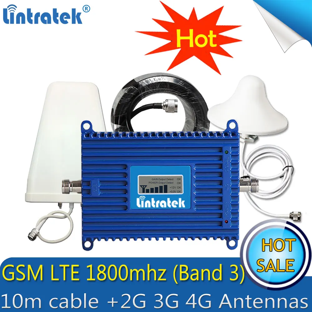 Повторитель сигнала Lintratek GSM LTE 1800 2g 4g для сотового телефона с усилением 70 дБ DCS МГц