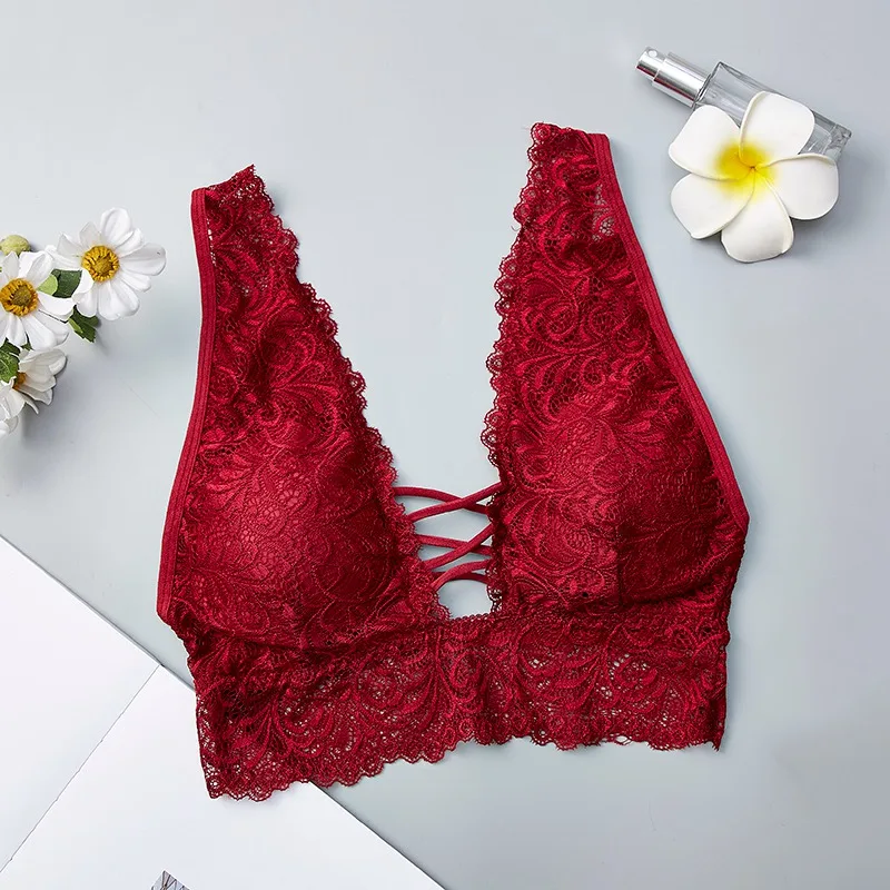 Сексуальный кружевной бюстгальтер без косточек, майка-Топ для женщин, глубокий v-образный вырез сзади, без косточек, нижнее белье, бюстгальтер
