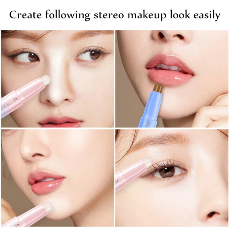 Double Head 3D Bronzer Highlighter Stick Face Makeup Concealer Pen Foundation Cream Texture Contour Pencil Beauty Cosmetic | Красота и